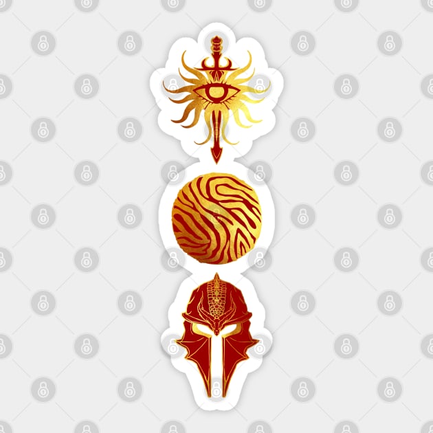 Gold Inquisitor's Pride | Helmet Dragon Orb Sword Fantasy Gaming Gamer Sticker by SugaredTea